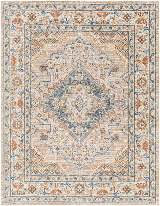 ELLINWOOD Alfombra Lavable a Máquina I Alfombra Persa, Salón, Cocina I Alfombra Vintage Oriental, Pelo Corto, Suave I Beige, Azul