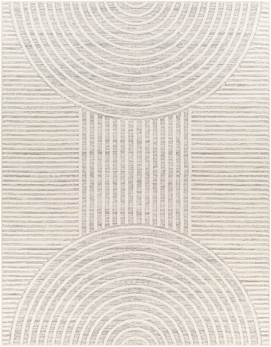 KYRA Alfombra Escandinava I Alfombra Moderna, Salón, Dormitorio I Alfombra Contemporánea, Pelo Corto, Fácil de Mantener I Gris, Marfil